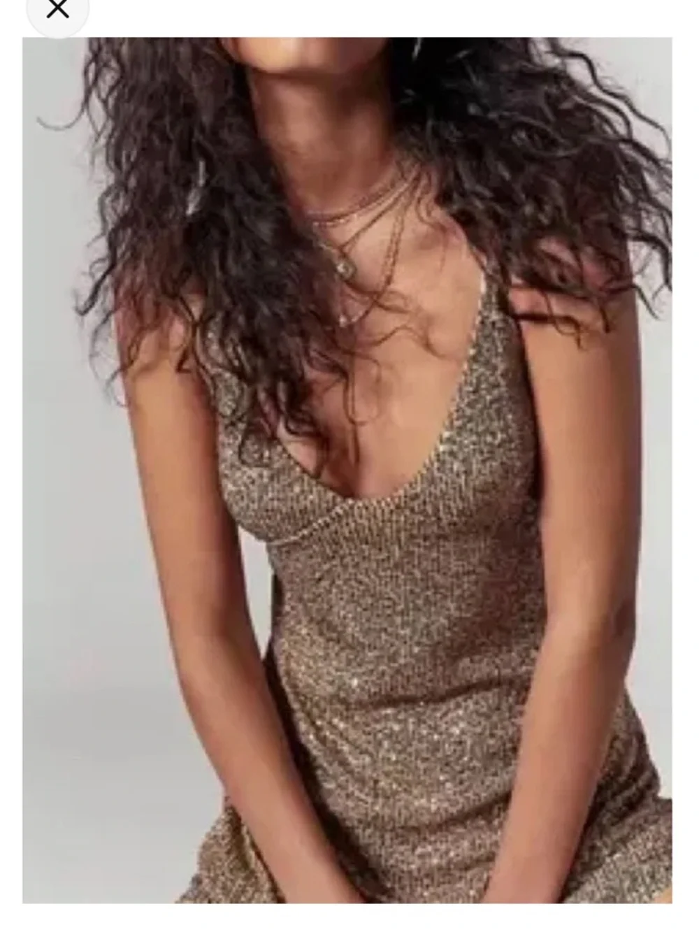 Free People Gold Sequin Tie-Back Mini Dress - Picture 2 of 3